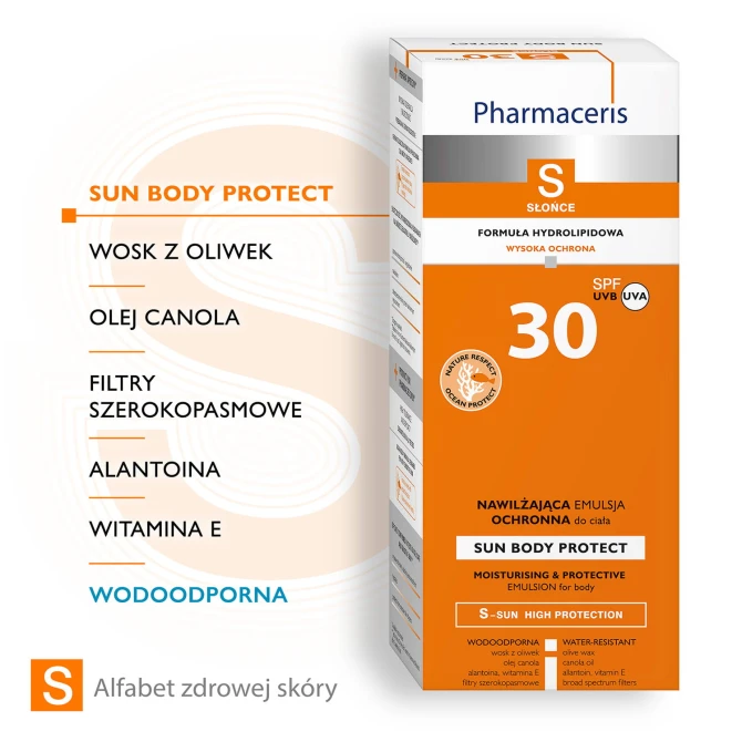 PHARMACERIS S SUN BODY PROTECT Nawilżająca emulsja ochronna do ciała SPF 30