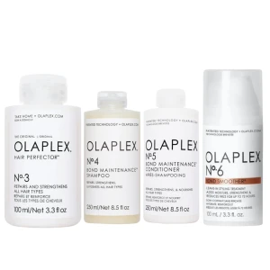 OLAPLEX Zestaw No. 3 Kuracja wzmacniająca 100 ml + No.4 Szampon odbudowujący 250ml + No.5 Odżywka 250ml + No.6 Krem odbudowujący 100ml
