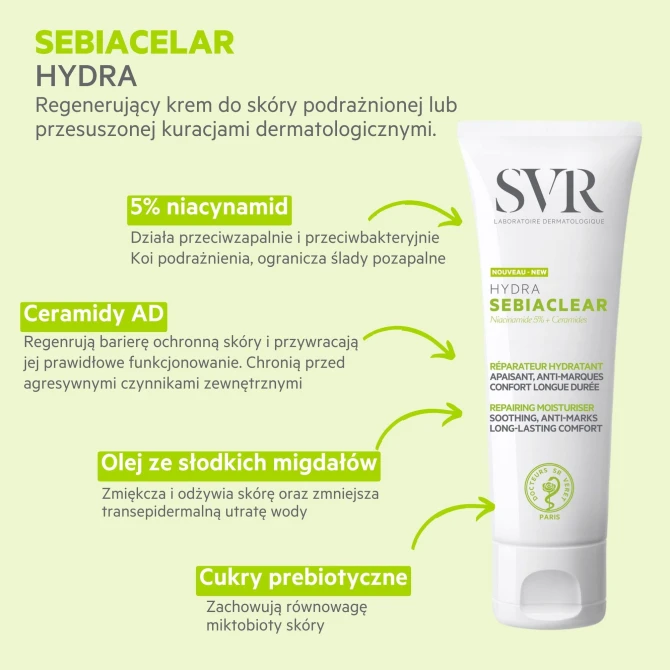 SVR Sebiaclear Hydra nawilżający krem o działaniu regenerującym