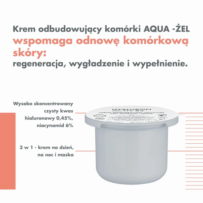 AVENE EAU THERMALE HYALURON ACTIV B3 Krem Odbudowujący Komórki AQUA - ŻEL refill - 50ml