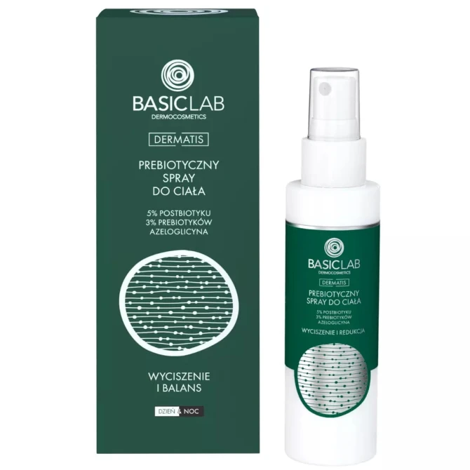 BASICLAB DERMATIS Prebiotyczny Spray Do Ciała 5% Postbiotyku 3% Prebiotyków - 100ml