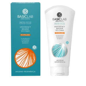 BASICLAB PROTECTICUS Łagodzący balsam do ciała po opalaniu 3% Pantenolu 2% Ksylitolu Witamina F Bisalol 100 ml