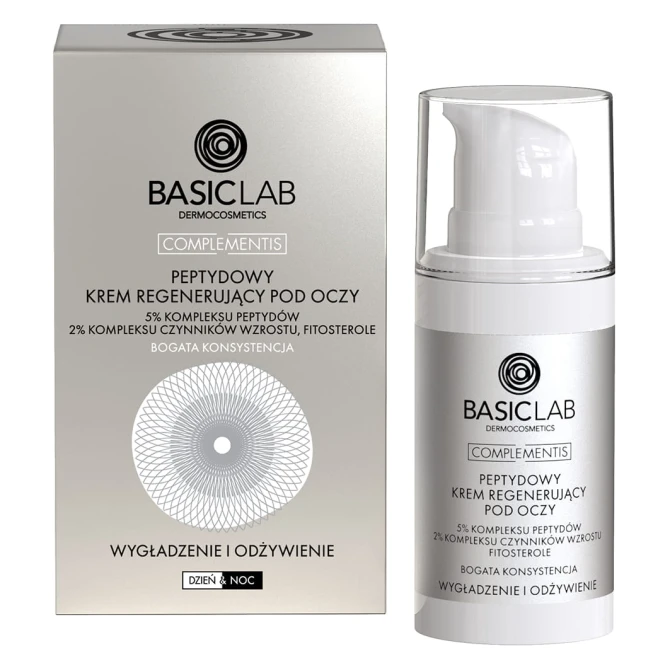 BASICLAB Complementis Peptydowy Krem Regenerujący Pod Oczy z 5% Kompleksu Peptydów - 15 ml