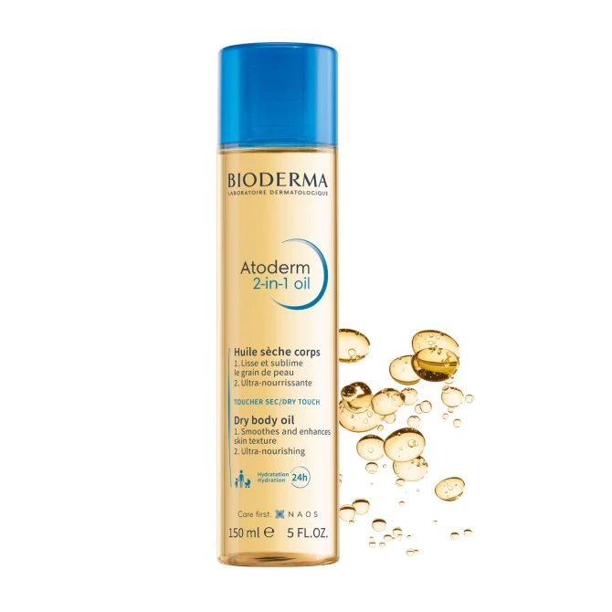 BIODERMA ATODERM Oil 2 in 1 Suchy Olejek Do Ciała Wygładzająco - Odżywczy 150 ml