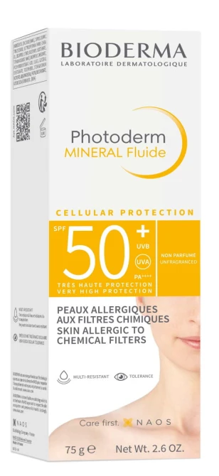 BIODERMA Photoderm Fluid Mineralny Do Skóry Wrażliwej i Alergicznej SPF 50+ - 75 g