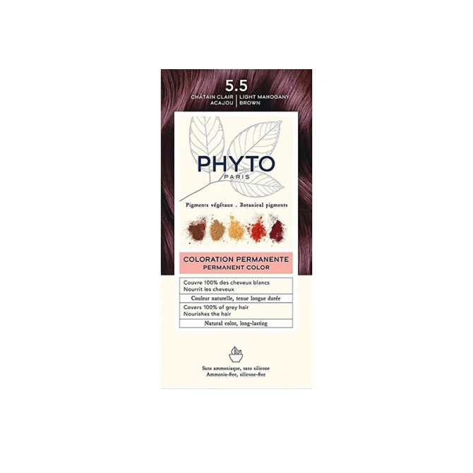 PHYTO Trwała Farba Do Włosów Kolor 5.5 Jasny Mahoniowy Brąz