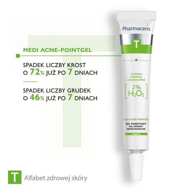PHARMACERIS T MEDI ACNE-POINTGEL Żel Punktowy, 2% H₂0₂ Na Miejscowe Zmiany Mikrozapalne - 10 ml