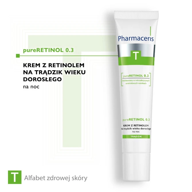 PHARMACERIS T pureRETINOL 0.3 Krem Z Retinolem Na Trądzik Wieku Dorosłego - 40 ml