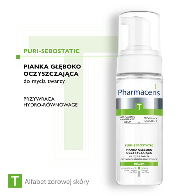 PHARMACERIS T PURI-SEBOSTATIC Pianka Do Twarzy Głęboko Oczyszczająca - 150 ml