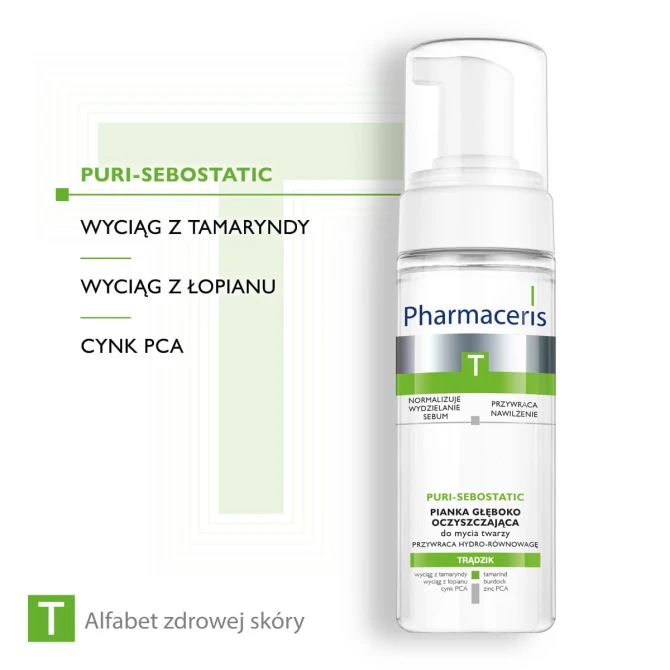 PHARMACERIS T PURI-SEBOSTATIC Pianka Do Twarzy Głęboko Oczyszczająca - 150 ml