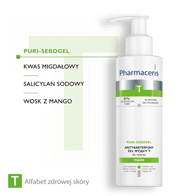 PHARMACERIS T PURI-SEBOGEL Antybakteryjny Żel Myjący Do Twarzy - 190 ml