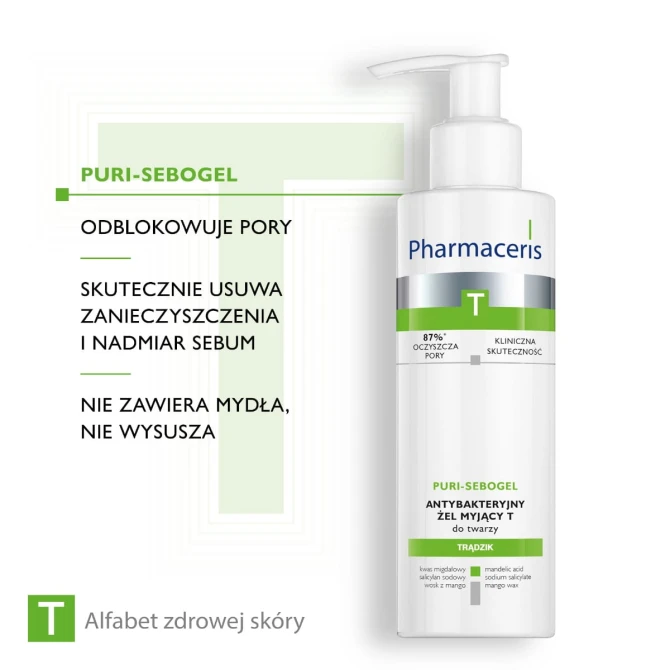 PHARMACERIS T PURI-SEBOGEL Antybakteryjny Żel Myjący Do Twarzy - 190 ml