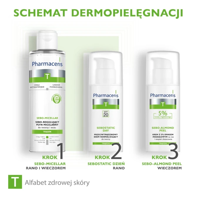 PHARMACERIS T SEBO-MICELLAR Sebo-Regulujący Płyn Micelarny Do Twarzy i Oczu - 200 ml