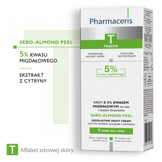 PHARMACERIS T SEBO-ALMOND PEEL Krem z 5% kwasem migdałowym -  50 ml