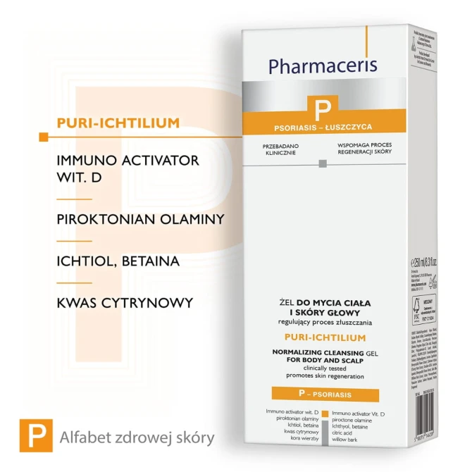 PHARMACERIS P PURI-ICHTILIUM Żel Do Mycia Ciała i Skóry Głowy - 250 ml