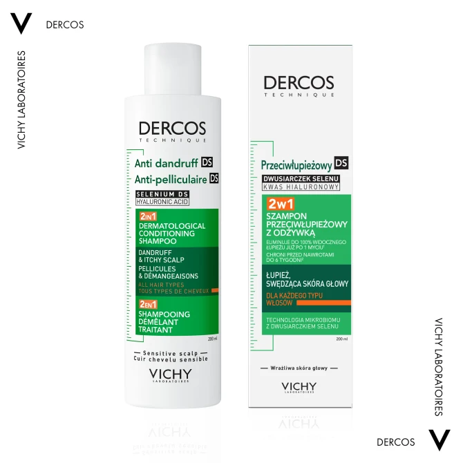 VICHY DERCOS Szampon Przeciwłupieżowy Z Odżywką 2w1 - 200ml