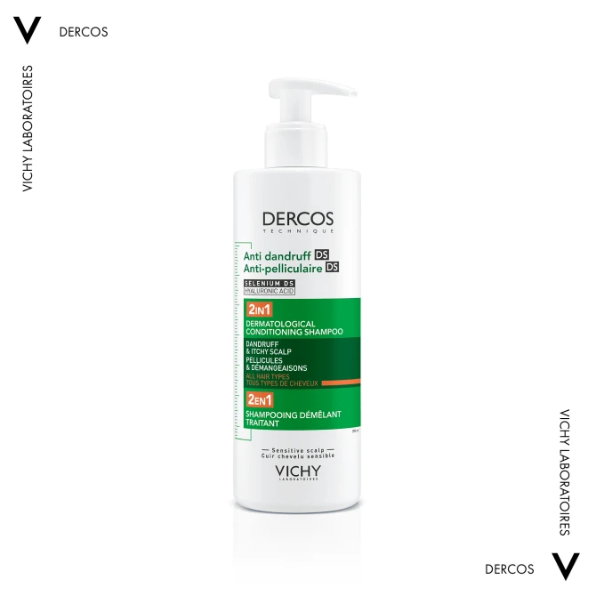 VICHY DERCOS Szampon Przeciwłupieżowy Z Odżywką 2w1 - 390ml