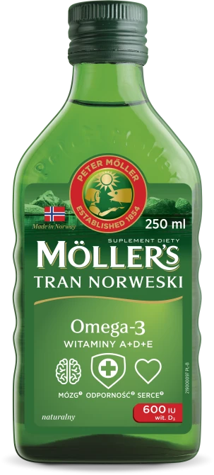 MÖLLER'S TRAN NORWESKI MÓZG-ODPORNOŚĆ-SERCE Omega-3 Naturalny - 250ml