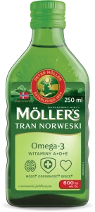 MÖLLER'S TRAN NORWESKI MÓZG-ODPORNOŚĆ-SERCE Omega-3 Jabłkowy - 250ml