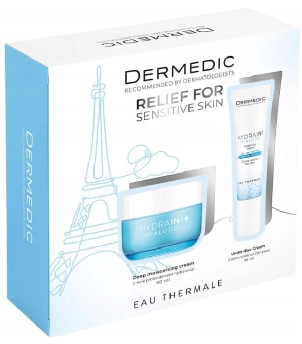 DERMEDIC HYDRAIN 3 ZESTAW Krem Dogłębnie Nawilżający 50ml + Krem Pod Oczy 15ml