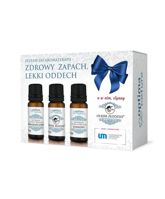 OPTIMA NATURA ZDROWY ZAPACH LEKKI ODDECH Olejeki (Pomarańczowy,Złodziei,Sosnowy)- 3x10 ml