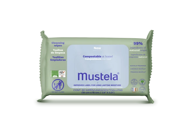 MUSTELA Kompostowalne Chusteczki Oczyszczające - 60szt.