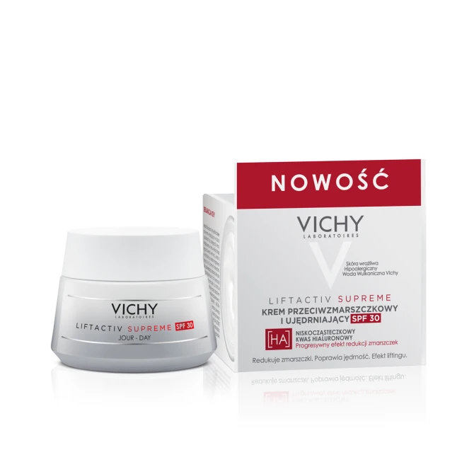 VICHY LIFTACTIV SUPREME SPF30 Przeciwzmarszczkowy-Ujędrniający Krem Na Dzień Z Kwasem Hialuronowym - 50ml