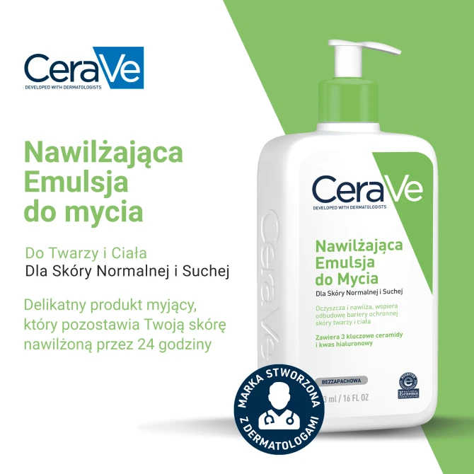 CERAVE Nawilżająca Emulsja Do Mycia Do Skóry Suchej I Normalnej - 236ml