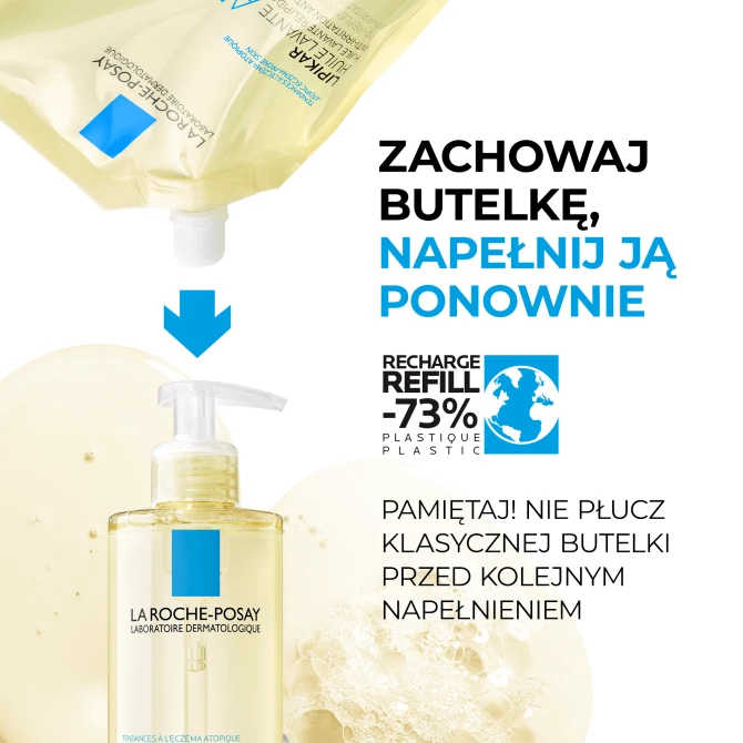 LA ROCHE-POSAY LIPIKAR OIL AP+ Olejek Myjący Uzupełniający Poziom Lipidów REFILL - 400ml