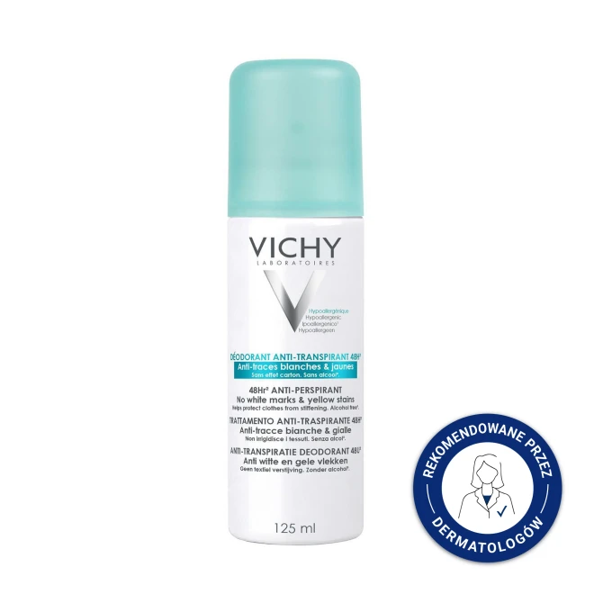 VICHY DEODORANT DERMO-TOLERANCE [48h] Antyperspirant W Sprayu Przeciw Śladom - 125ml