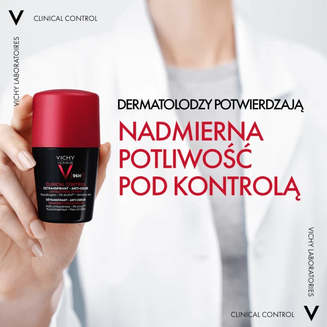 VICHY HOMME CLINICAL CONTROL [96h] Dla Mężczyzn Antyperspirant Przeciw Nadmiernemu Poceniu - 50ml