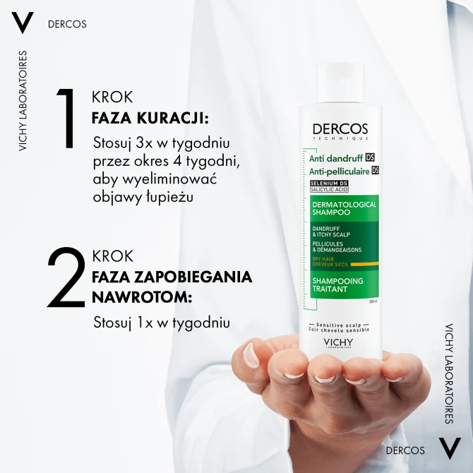 VICHY DERCOS Szampon Przeciwłupieżowy Włosy Suche - 200ml