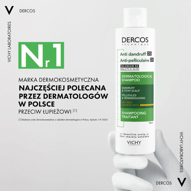 VICHY DERCOS Szampon Przeciwłupieżowy Włosy Suche - 200ml