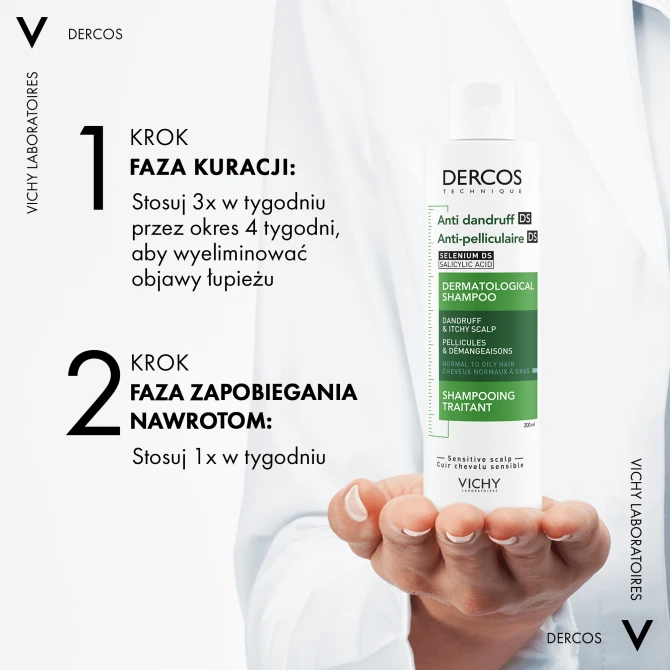 VICHY DERCOS Szampon Przeciwłupieżowy Włosy Przetłuszczające Się - 200ml
