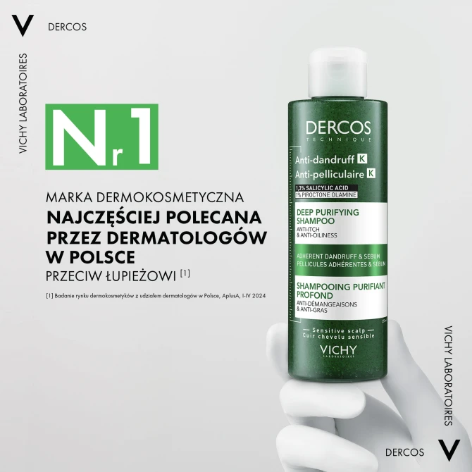 VICHY DERCOS Oczyszczający Szampon Przeciwłupieżowy K - 250ml