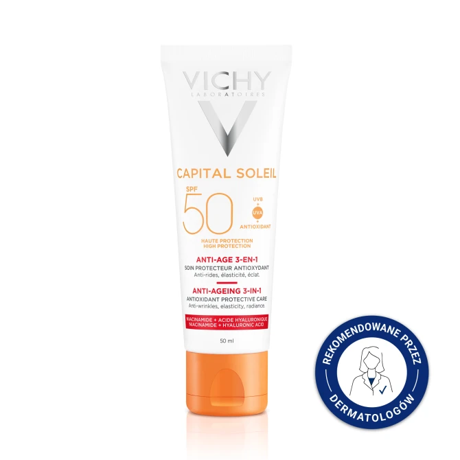 VICHY CAPITAL SOLEIL Krem Przeciwstarzeniowy Do Twarzy 3w1 SPF50 - 50ml