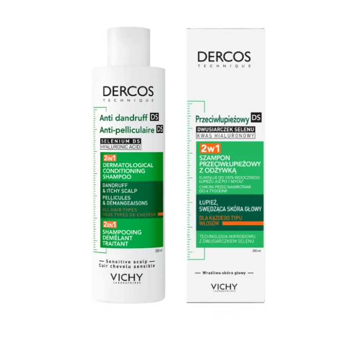 VICHY DERCOS Szampon Przeciwłupieżowy Z Odżywką 2w1 - 200ml