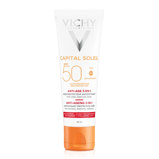 VICHY CAPITAL SOLEIL Krem Przeciwstarzeniowy Do Twarzy 3w1 SPF50 - 50ml