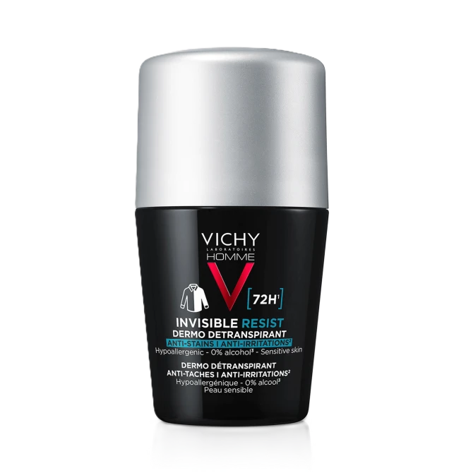 VICHY HOMME INVISIBLE RESIST [72h] Antyperspirant Roll-On Przeciw Śladom - 50ml