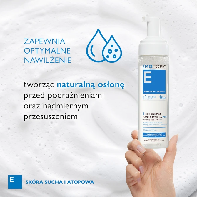 EMOTOPIC 3-Zadaniowa Pianka Myjąca Do Twarzy, Ciała i Włosów - 200 ml