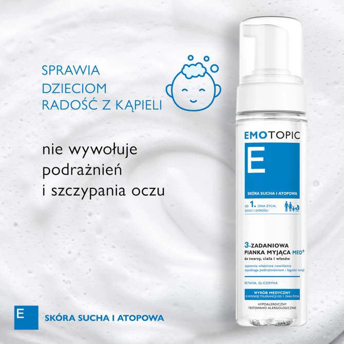 EMOTOPIC 3-Zadaniowa Pianka Myjąca Do Twarzy, Ciała i Włosów - 200 ml