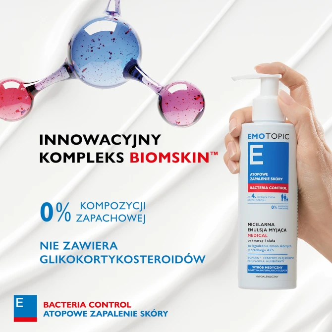 EMOTOPIC Bacteria Control Micelarna Emulsja Myjąca Do Twarzy i Ciała - 190ml