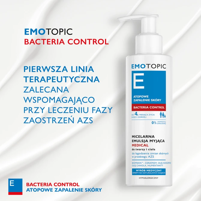 EMOTOPIC Bacteria Control Micelarna Emulsja Myjąca Do Twarzy i Ciała - 190ml