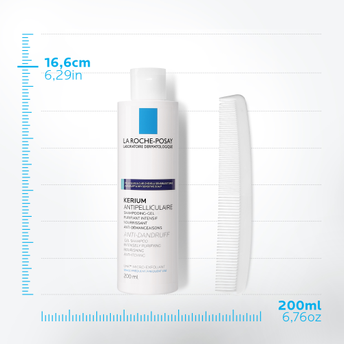 LA ROCHE-POSAY KERIUM Przeciwłupieżowy Szampon Żel z LHA o Działaniu Mikrozłuszczającym Łupież Tłusty - 200ml
