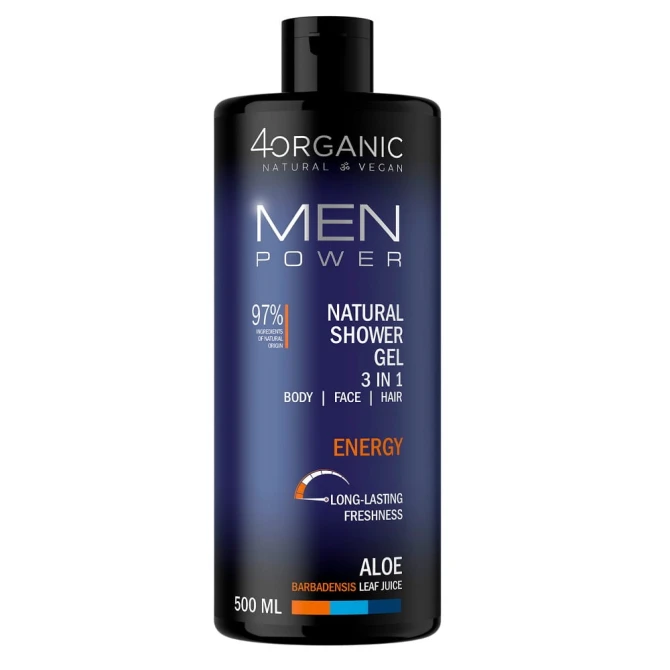 4organic Men Power naturalny żel pod prysznic 3w1 Energy 500ml (id: 61055)
