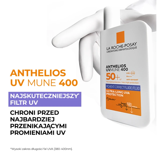 LA ROCHE-POSAY ANTHELIOS UV MUNE 400 Fluid Przeciw Przebarwieniom z Melasyl SPF50+ - 50ml