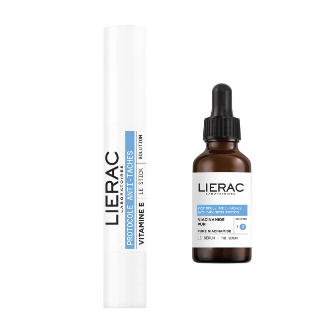 ZESTAW LIERAC PROTOCOLE Na Przebarwienia, Serum Z Niacynamidem 30ml + Sztyft Korygujący SPF50 Z Kolorem