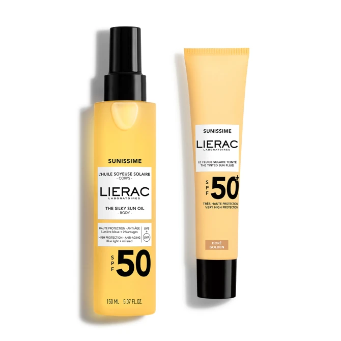 ZESTAW LIERAC SUNISSIME Emulsja Ochronna SPF 50 Z Kolorem 40ml + Olejek SPF 50 Do Ciała 150ml