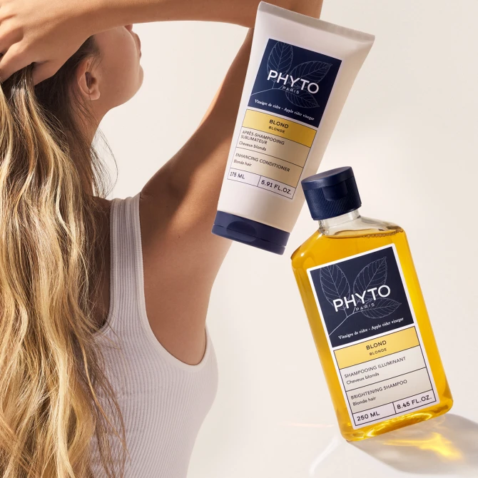 ZESTAW PHYTO BLOND Dla Naturalnych Włosów Blond, Szampon Rozświetlający 250ml + Odżywka 175ml