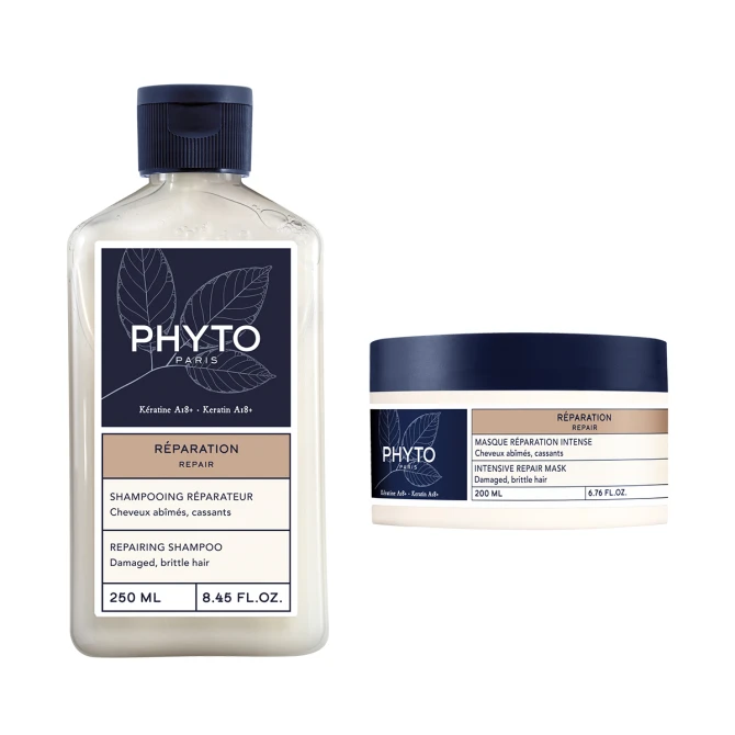 ZESTAW PHYTO REPAIR Dla Włosów Zniszczonych Z Keratyną, Szampon 250ml + Odżywka 175ml